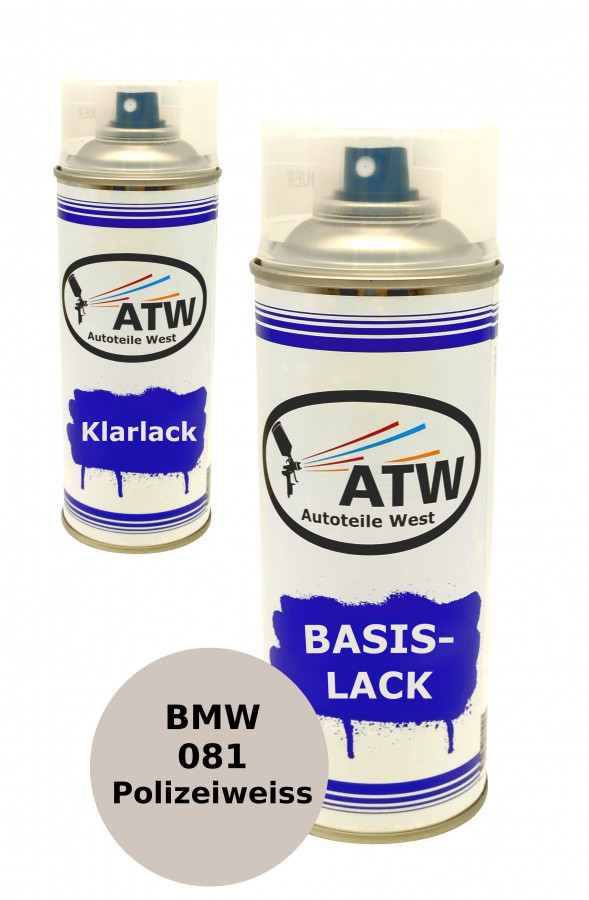 Autolack für BMW 081 Polizeiweiss +400ml Klarlack Set